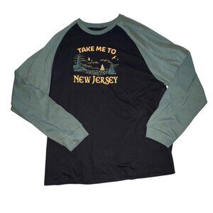 Home Free Ultra Soft Long Sleeve 'New Jersey' T-Shirt-Black/Sage-XL-NWT
